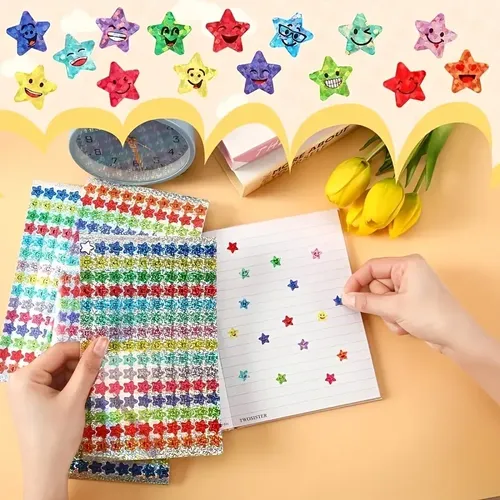 750pcs Pegatinas Estrellas Caras Feliz Premios Maestro