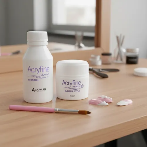 Kit Acryfine Polímeros +monomeros +pincel Uñas Esculpidas