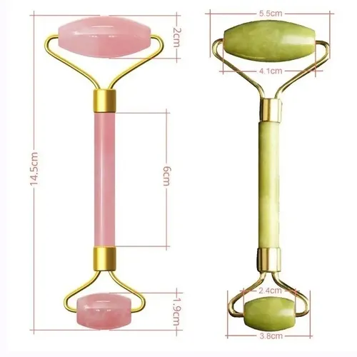 Masajeador Doble Rodillos Piedra Jade Facial Corporal
