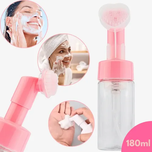 Botella P/espuma Con Cepillo Silicona Limpiador Facial 180ml