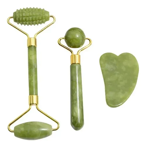 Roller Face Stone Guasha Natural 2026 Jade Natural Body 3pcs Set