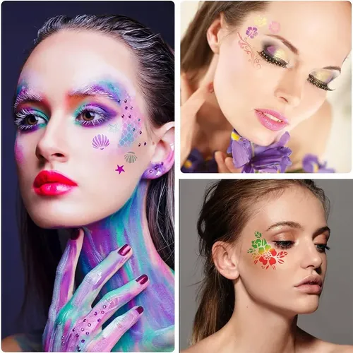 25 Piezas Stencil Maquillaje, Kit De Tatuaje De Pintura Para