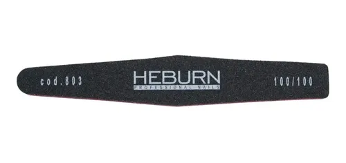 Lima para Uñas Acrílicas y Gel Heburn Negra Obelisco 803 Profesional 100/180 Recta