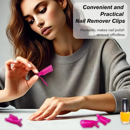 Juego De 20 Clips Para Quitar Esmalte Uv Jaasuee Rosa