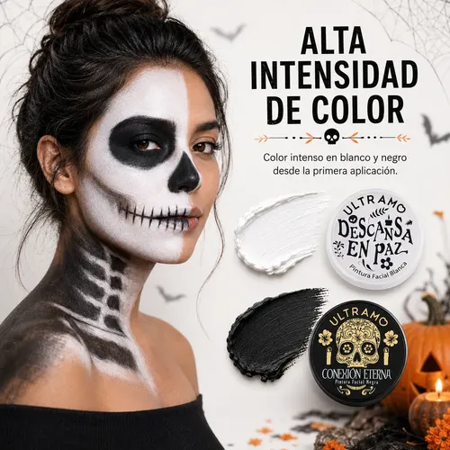 Kit 2 Maquillaje Blanco Negra Pinturas Para La Cara Ultramo