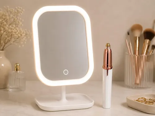 Espejo Luz Led / Depilador De Cejas Recargable