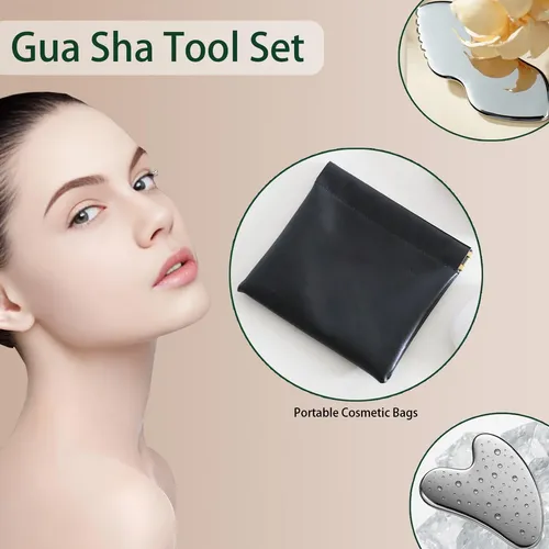 2 Piezas Gua Sha Herramientas Faciales Acero Inoxidable