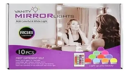 Kit 10 Focos Lamparas Led Rgb Espejo Maquillaje Hollywood