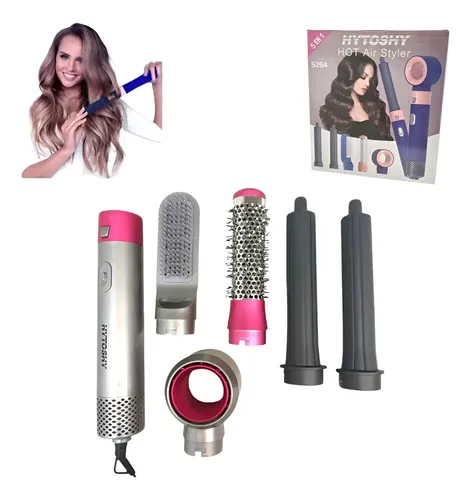 Set Moldeador Secador De Pelo Cepillo 5 En 1 Color Gris