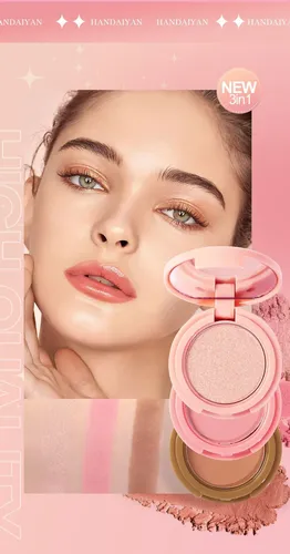 Set Maquillaje 3 En1 Colorete En Polvo Y Contorno Iluminador