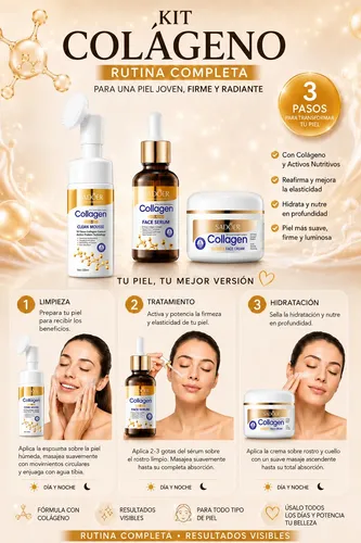 Kit Skincare Rutina Cuidado Facial Colágeno Sadoer