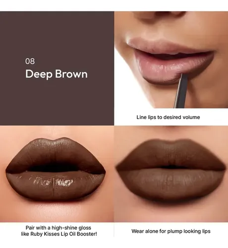 Delineador Labios Retractil Ruby Kisses Plumping Lip Liner Color Deep Brown