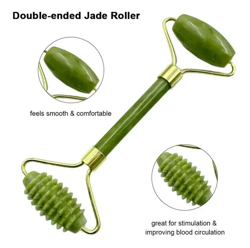 . Set Facial De Rodillos De Jade Y Gua Sha Con Piedra De Z .