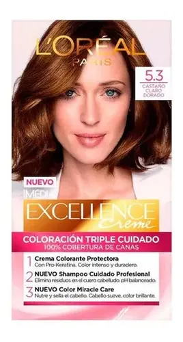 Kit Tintura Permanente L’ Oréal Paris Excellence Creme 5.3 Castaño Claro Dorado