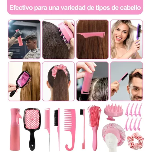 Kit Rizado 18 Piezas Peine Cepillo Peine Pinzas For El