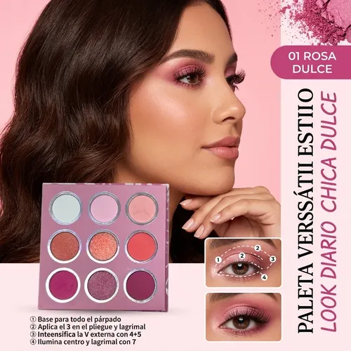 Sombras Para Ojos Paleta 9 Colores Rosa Ciruela Maquillaje