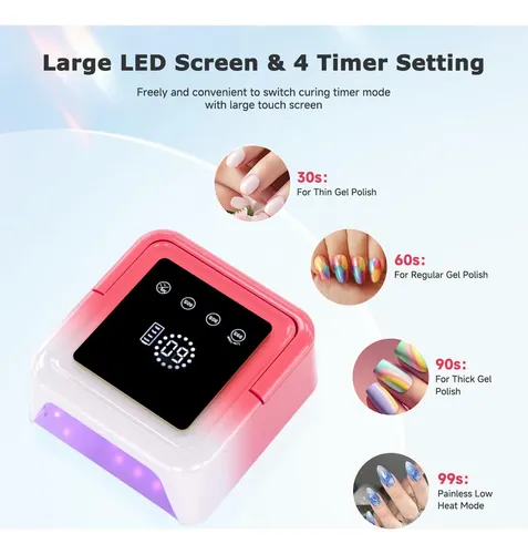 Lámpara De Uñas Uv Led Inalámbrica Meremit 108w Con