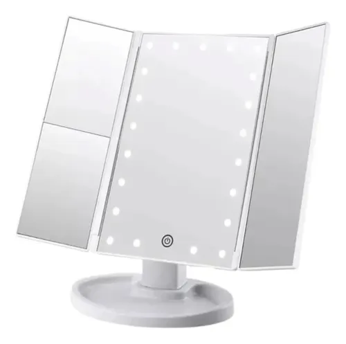 Espejo Tríptico Para Maquillaje Con Luz Led Y Aumento Usb !