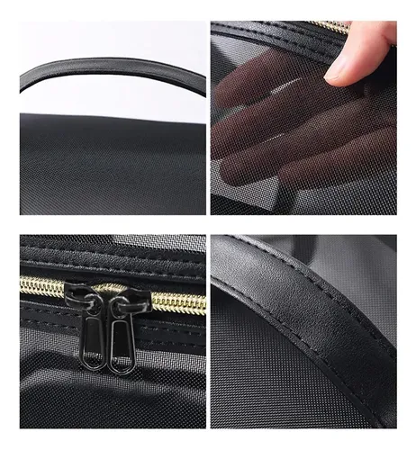 Neceser Grande Para Maquillaje De Mujer Con Malla Negra
