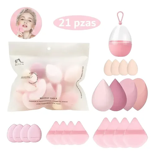 Esponjas De Maquillaje Húmedo Y Seco De 21 Piezas, Multiusos