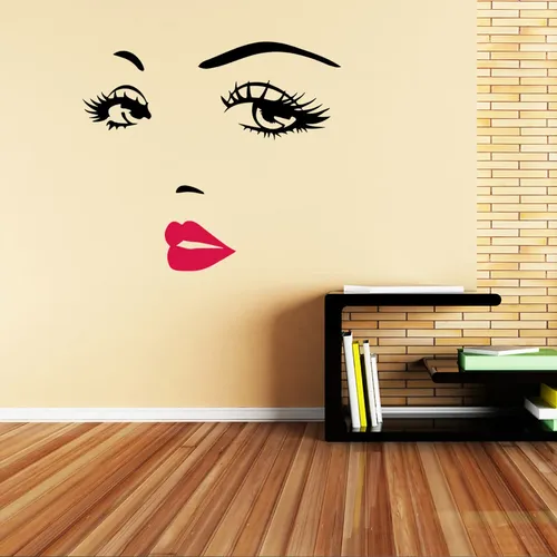 Adhesivo De Pared Mujer Rostro Vinyl Decoración Pvc Negro