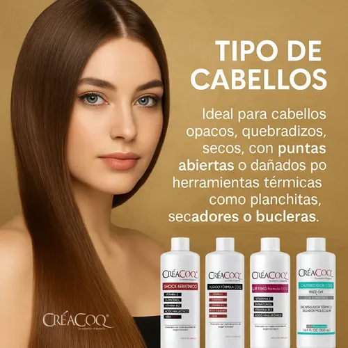 Kit X4: Lifting + Reparador + Keratina + Alisado 500 Ml C/u – COQ Capilar