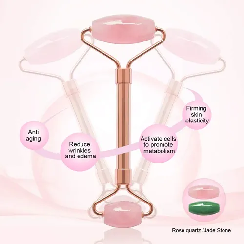 Rodillo Facial Zs Zeshin De Jade Y Cuarzo Rosa, Pack De 2