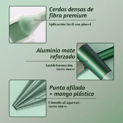 Set 13 Brochas Maquillaje Profesional Verde