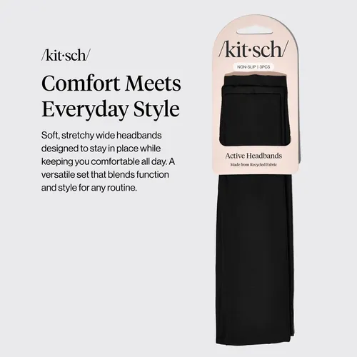 Cintas Para El Pelo Kitsch Antideslizantes – Negro (3 Uds)