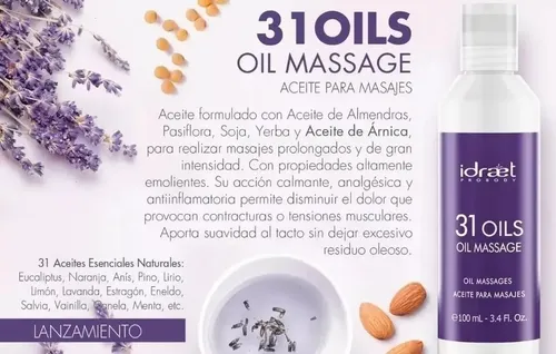 Idraet 31 Oils Aceite Para Masajes Multipropósito X 100 Ml Tipo de envase Pote X 100 ml Fragancia Sin fragancia
