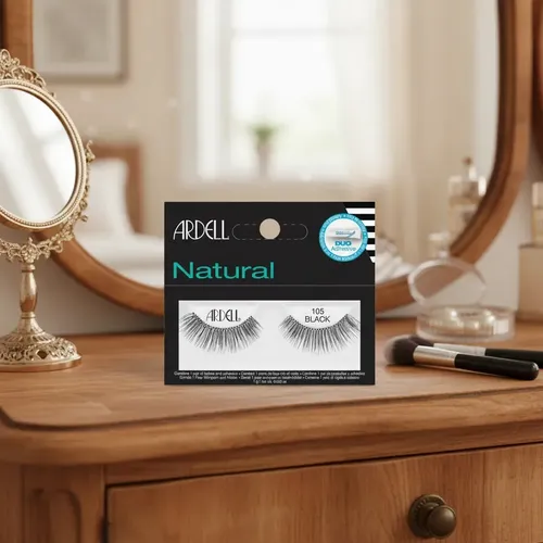 Pestañas Postizas Ardell Enteras Natural 105 Black Con Adhesivo