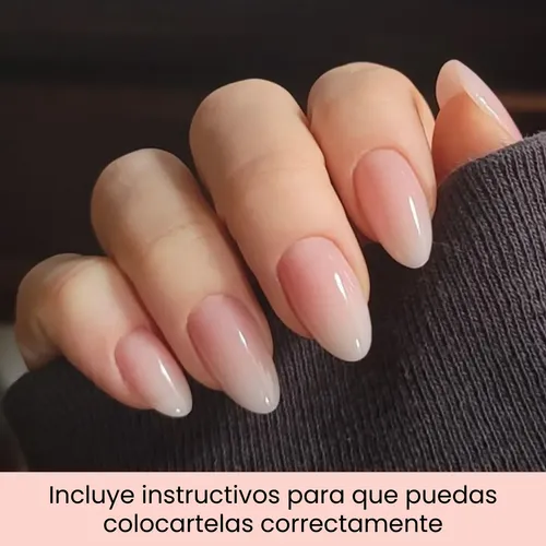 Press On Almendra Baby Boomer 24 Uñas Postizas Autoadhesivas
