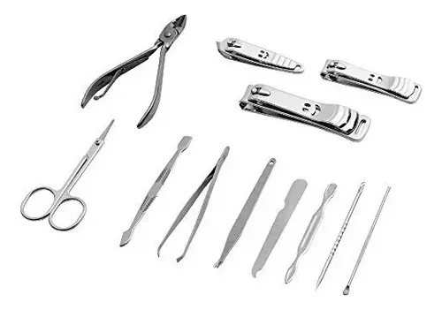 Set Manicure Pedicure 12 Piezas Acero Inoxidable Con Estuche