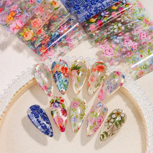 Nail Foil Floral Byjkyen Xf-038 10 Rollos