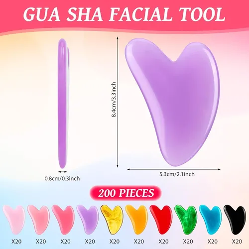 Set 200 Gua Sha Corazón Resina Facial Y Corporal Rosa