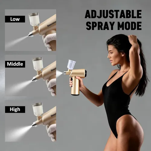 Spray Tan Gun Beauraise Con Carga Usb Inalámbrica, Color Neg