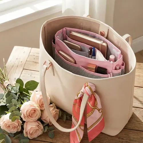 Organizador Cartera Neceser Rosa Maquillaje Viaje Practico