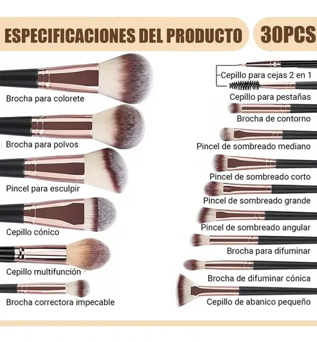 Set De 30 Brochas De Maquillaje M-mag5810hy-2-0128 Negrocafe