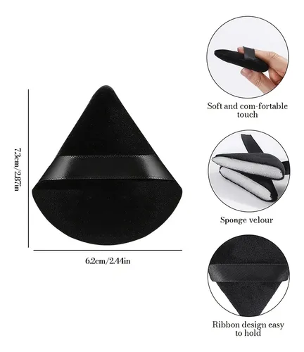 A Esponja De Maquillaje Triangular 3 Piezas Negra Tamaño Z