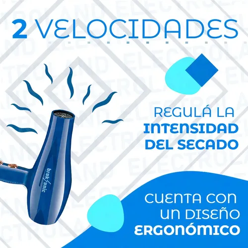 Secador De Pelo Profesional 2200w Frio Calor Secado Rápido Color Azul