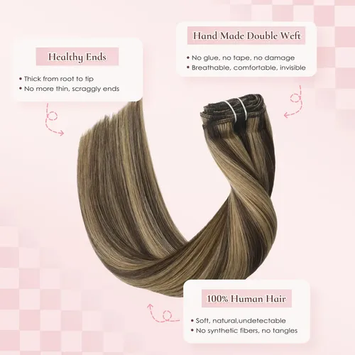 Extensiones De Cabello Humano Real 55cm 7pcs 105g #4p27