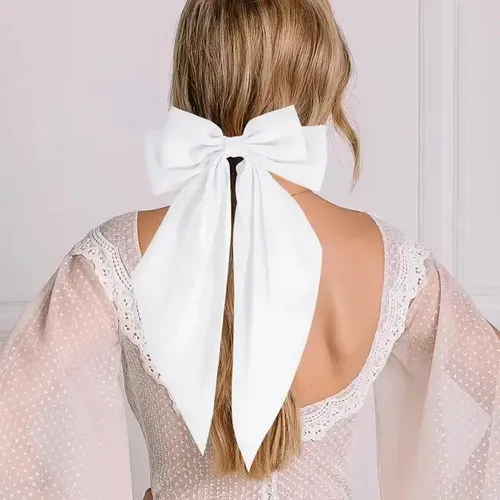 Pinza For El Pelo Coreana Con Lazo Grande Blanco Y Bonito