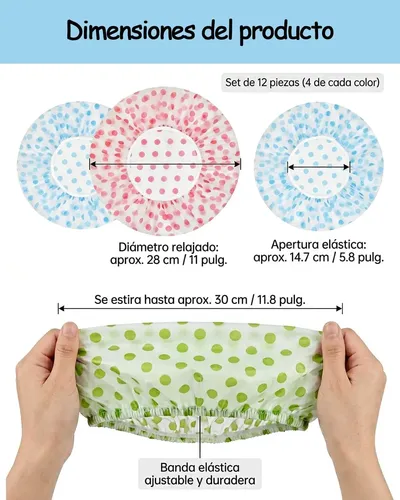 12 Piezas Gorra De Baño Mujer, Gorra De Baño Para La Ducha