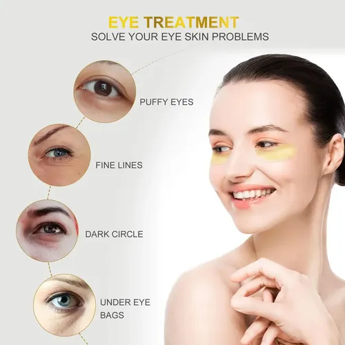 Parches para Ojos de Oro 24K y Colágeno, Pack con 60 Unidades, para Todo Tipo de Piel