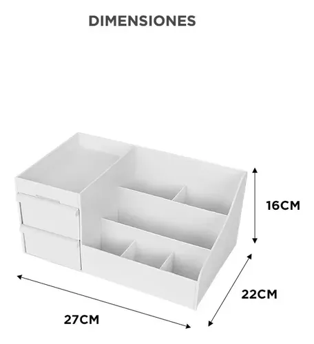Organizador De Maquillaje Gadnic 7 Compartimentos 2 Cajones PP Ventilacion
