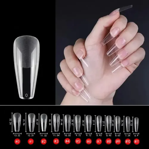Tips De Uñas Acrílicas Profesionales Alta Calidad X120u Color Transparente Coffin Medianas