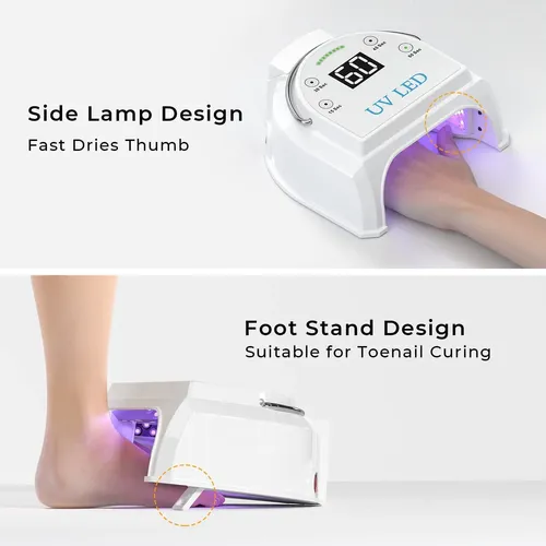 Lámpara Uv Led Uñas 80w Recargable Portátil Blanca