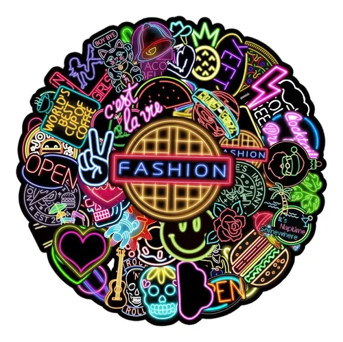 50 Piezas De Grafiti De Neón Personalizadas Al Estilo Ins Co