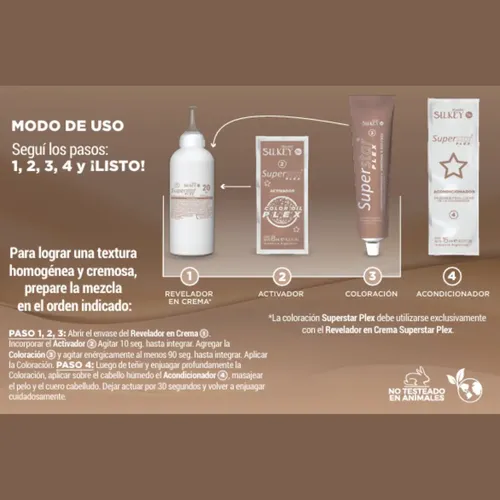 Silkey Kit Tintura Superstar Plex Sin Amoníaco Permanente
