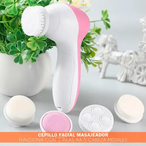 Cepillo Facial Masajeador Limpiador Exfoliante Limpieza Rosa Y Blanco